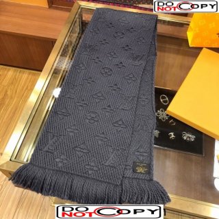Louis Vuitton Logomania Wool Long Scarf with Fringe 30x175cm Black 01
