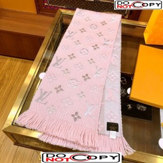 Louis Vuitton Logomania Wool Long Scarf with Fringe 30x175cm Light Pink