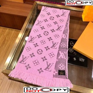 Louis Vuitton Logomania Wool Long Scarf with Fringe 30x175cm Light Pink 01