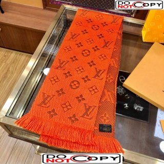 Louis Vuitton Logomania Wool Long Scarf with Fringe 30x175cm Orange