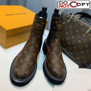 Louis Vuitton LV Beaubourg Ankle Boots in Monogram Canvas Brown