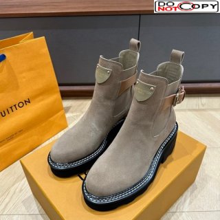 Louis Vuitton LV Beaubourg Ankle Boots in Suede Grey