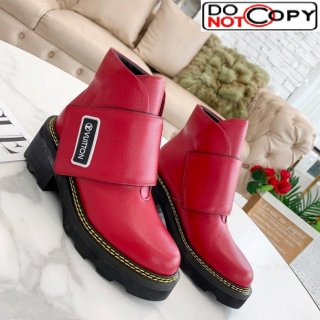 Louis Vuitton LV Beaubourg Padded Strap Ankle Boots Red