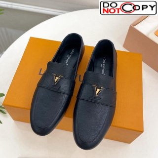 Louis Vuitton LV Capri Loafers in Grained Leather Black 1AC9C9