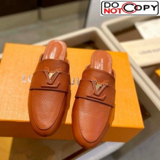 Louis Vuitton LV Capri Mules Flat in Grained Leather Brown 1AC9C9