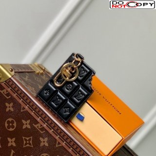 Louis Vuitton LV Chocolate Bar Figurine Key Holder And Bag Charm Black Leather M01478