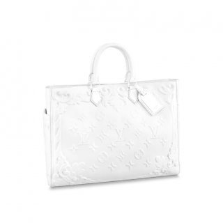 Louis Vuitton LV Ornaments Sac Plat Tote Bag in Debossed Calf Leather M21841 Optic White