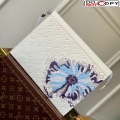 Louis Vuitton LVxYK Pochette Voyage Clutch in White Taurillon Monogram Leather with Flower Print M21681