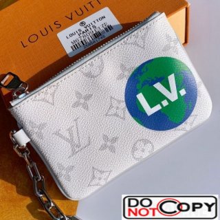 Louis Vuitton Men LV Logos Zipped Pochette Chaine Pouch PM M67809 White