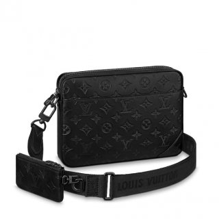 Louis Vuitton Men's Duo Messenger Bag in Monogram Embossed Leather M69827 Black
