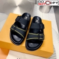 Louis Vuitton Men's LV Trainer Flat Slide Sandals Black