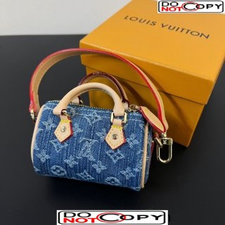 Louis Vuitton Micro Speedy Denim Bag Charm Blue M01701