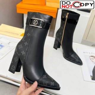Louis Vuitton Monogram Canvas and Leather Ankle Boots 9.5cm Black