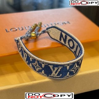 Louis Vuitton Monogram Embroidered Bracelet Light Blue