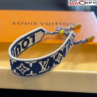 Louis Vuitton Monogram Embroidered Bracelet Navy Blue