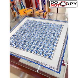 Louis Vuitton Monogram Flower Tile Silk Scarf 90x90cm M78981 Blue