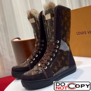 Louis Vuitton Monogram Glaze Canvas Sneaker Boot with Fur