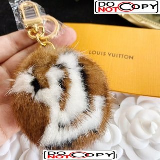 Louis Vuitton Monogram Mink Fur Bag Charm and Key Holder Brown