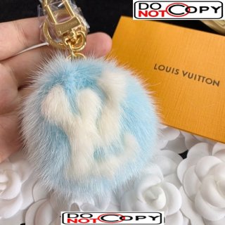 Louis Vuitton Monogram Mink Fur Bag Charm and Key Holder Light Blue