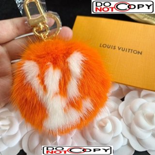 Louis Vuitton Monogram Mink Fur Bag Charm and Key Holder Orange