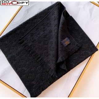 Louis Vuitton Monogram Wool Scarf for Men Black