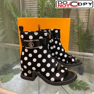 Louis Vuitton Moonlight Ankle Boots in Satin with Polka Dots 1AA0KH Black