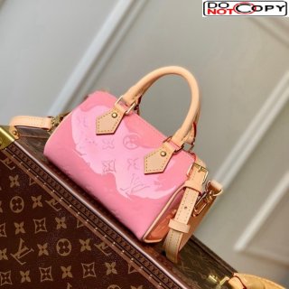 Louis Vuitton Nano Speedy Bag in Monogram Vernis Patent Leather M81879 Mochi Pink