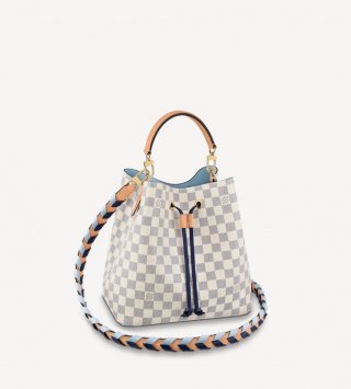 Louis Vuitton Neonoe MM Bucket Bag in Damier Azur Canvas N50042 Blue