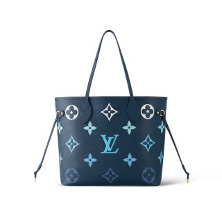 Louis Vuitton Neverfull MM Bag in Monogram Empreinte Embossed Leather Blue M46514