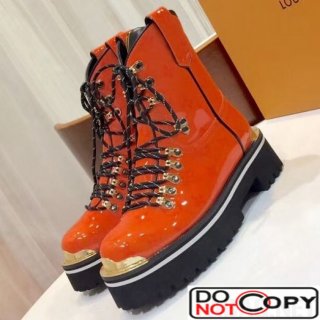 Louis Vuitton Patent Leather LV Outland Ankle Boot Orange