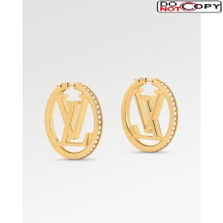 Louis Vuitton Pearl Hoop Earrings Gold