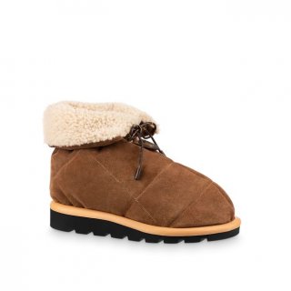 Louis Vuitton Pillow Comfort Suede Shearling Ankle Boot Cognac Brown