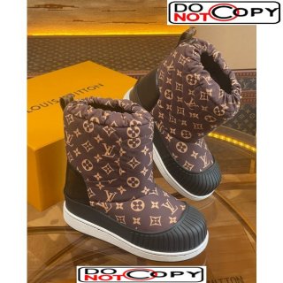Louis Vuitton Polar Flat Half Boots in Nylon and Leather Brown
