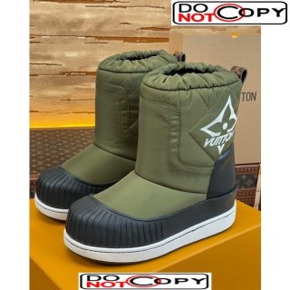 Louis Vuitton Polar Flat Half Boots in Nylon and Leather Green