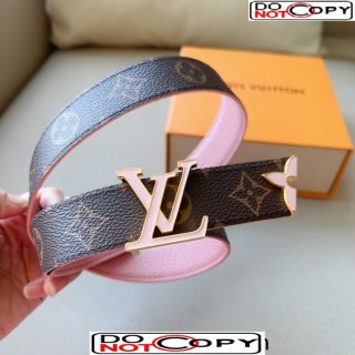 Louis Vuitton Pretty LV Enamel 3cm Reversible Belt Pink
