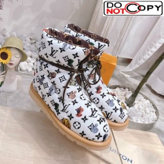 Louis Vuitton Print Pillow Comfort Ankle Boot White
