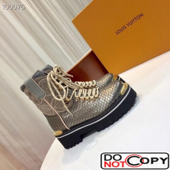 Louis Vuitton Python Pattern Leather LV Outland Ankle Boot