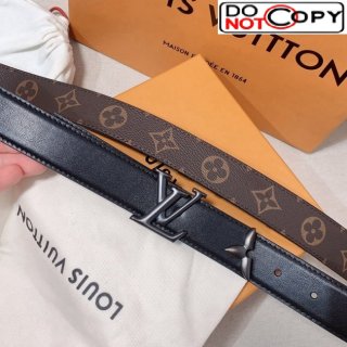 Louis Vuitton Reversible Belt 3cm with LV Buckle and Monogram Bloom Black