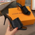 Louis Vuitton Revival Heel Mules 8.5cm in Monogram Embossed Calfskin Black