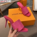 Louis Vuitton Revival Heel Mules 8.5cm in Monogram Embossed Calfskin Pink