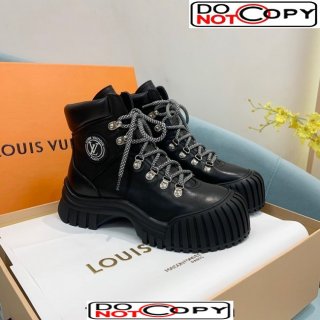 Louis Vuitton Ruby Flat Ranger Leather Lace-up Boots Black