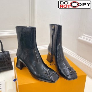 Louis Vuitton Shake Heel Ankle Boots 5.5cm in Snakeskin-Like Leather Black