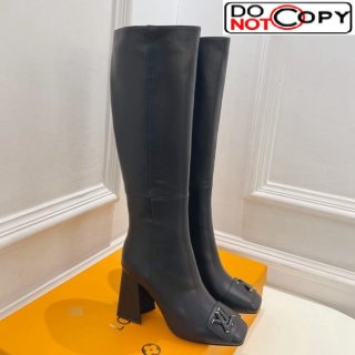 Louis Vuitton Shake Heel High Boots 9cm in Calfskin Leather Black