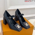 Louis Vuitton Shake Mary Janes Pump 9cm in Calf Leather with Quilted Block Heel Black 1ACLJS