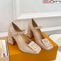 Louis Vuitton Shake Mary Janes Pump 9cm in Patent Leather with Quilted Block Heel Nude 1ACLJS