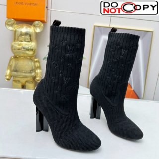 Louis Vuitton Silhouette Knit Heel Ankle Boots 10cm Black