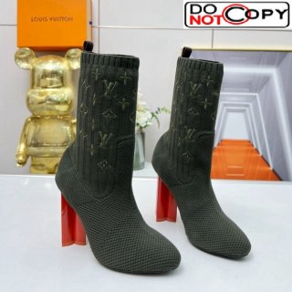 Louis Vuitton Silhouette Knit Heel Ankle Boots 10cm Green