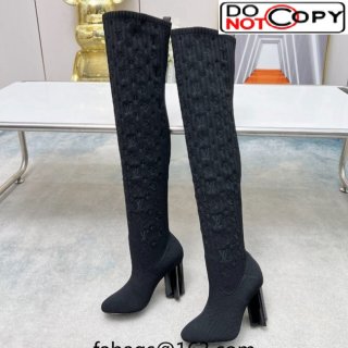 Louis Vuitton Silhouette Knit Heel High Boots 10cm Black