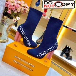 Louis Vuitton Silhouette Oversized Signature Stretch High Heel Ankle Short Boot Blue