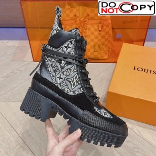 Louis Vuitton Since 1854 Laureate Desert Lace-up Platform Ankle Boots 7cm Black